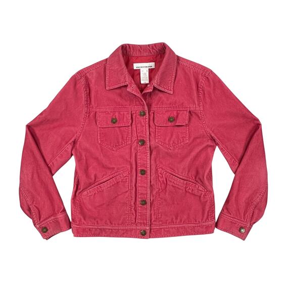 Jones New York Jackets & Blazers - Jones New York Sport Corduroy Jean Jacket Pink Coral Womens Med Cottage VTG 90s
